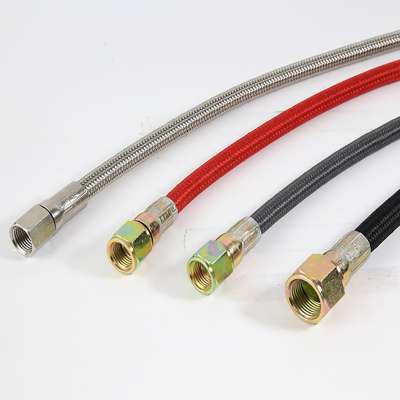 Stainless steel braided flexible hydraulic rubber hose and fitting rubber brake PTFE hose assembly